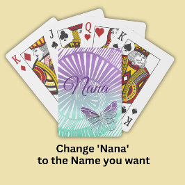 Baraja De Cartas Cambiar nombre - Nana con nata morada y mariposa