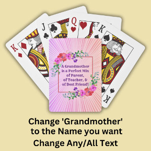 Baraja De Cartas Cambiar nombre y texto Abuela Mezcla perfecta rosa