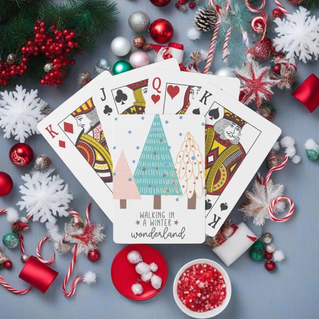 Baraja De Cartas Caminando por una tierra de maravillas de invierno (Walking in a Winter Wonderland - Christmas - Poker Cards)