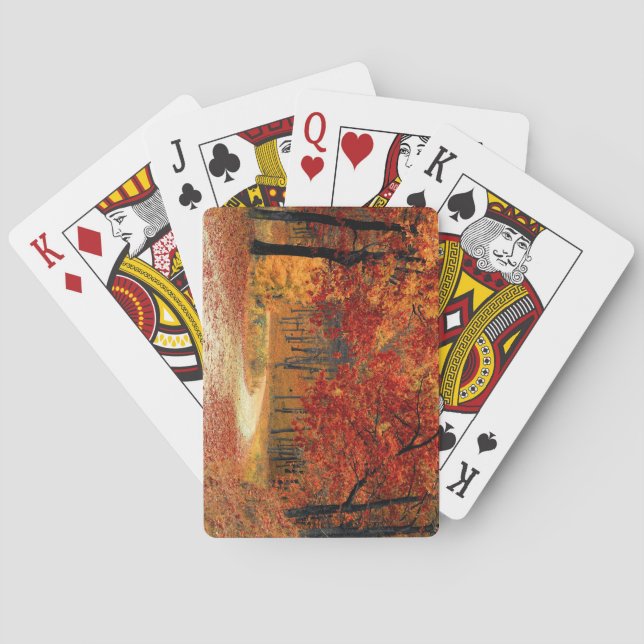 Baraja De Cartas Camino a través de los árboles en otoño (Reverso)