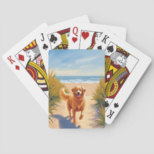 Baraja De Cartas Camino de la Playa del Golden Retriever   Perro de