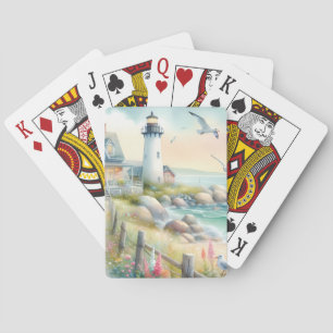 Baraja De Cartas Camino hacia la cabaña costera del faro