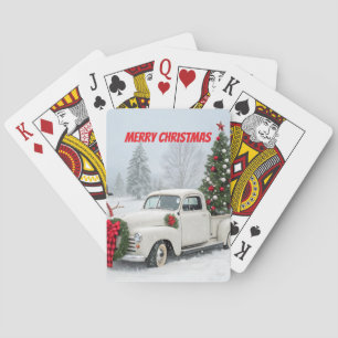 Baraja De Cartas Camión de época con árbol de Navidad y muñeco de n