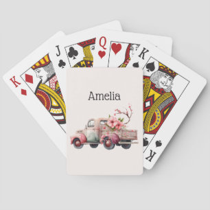 Baraja De Cartas Camión de granjero de cosecha rosa