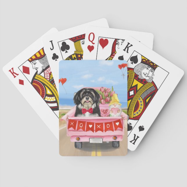 Baraja De Cartas Camión del Día de San Valentín para perros Havanes (Reverso)