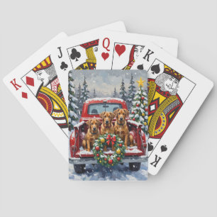 Baraja De Cartas Camión Rojo Navideño Bouvier des Flandres Vacacion