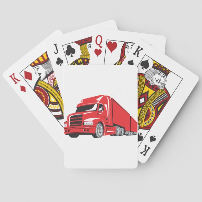Baraja De Cartas Camionero Rojo Semicamión Big Rig (Reverso)