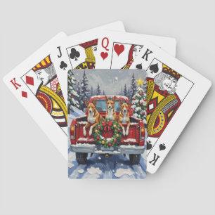 Baraja De Cartas Camioneta Roja de Navidad Basenji Fiesta