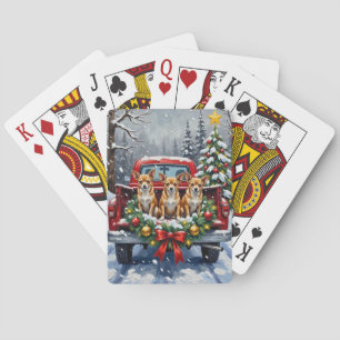 Baraja De Cartas Camioneta Roja de Navidad Chihuahua Fiesta