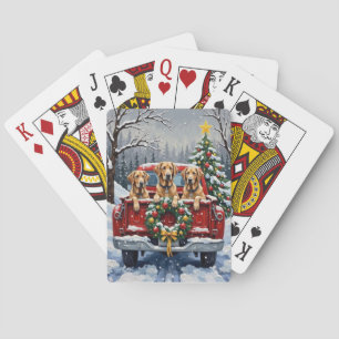 Baraja De Cartas Camioneta Roja de Navidad del Lebrel Irlandés Rega