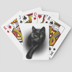 Baraja De Cartas Camiseta Gato Negro Ojos Amarillos Tee Gatos