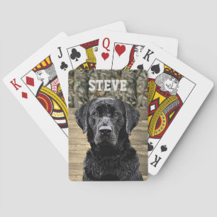 Baraja De Cartas Camo Black Lab Perro Rama nombre animal