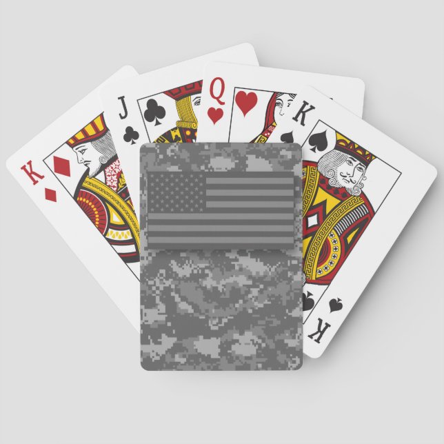Baraja De Cartas Camo gris de la noche de la bandera estadounidense (Reverso)
