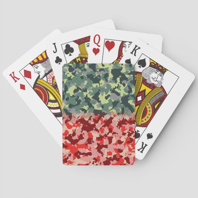 Baraja De Cartas Camo rojo y verde (Reverso)