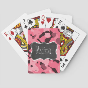Baraja De Cartas Camo rosado; camuflaje; tablero retro