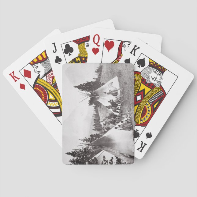 Baraja De Cartas Campamento nativo americano de tepee, Montana, c.1 (Reverso)