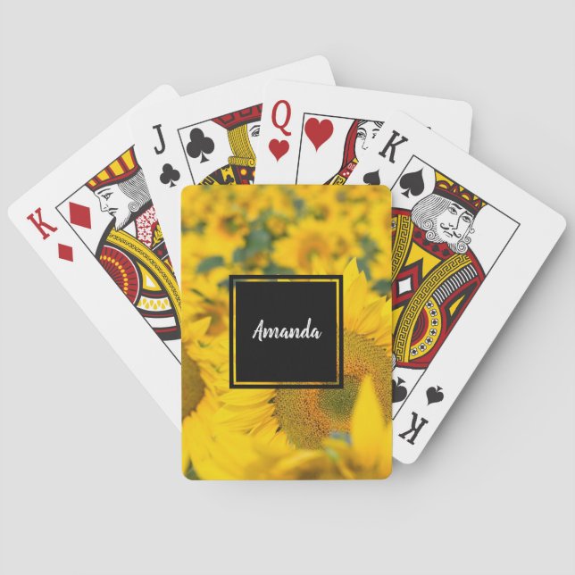 Baraja De Cartas Campo amarillo de girasoles, fotografía (Reverso)