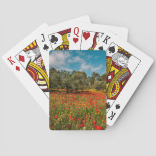 Baraja De Cartas campo con flores y árboles