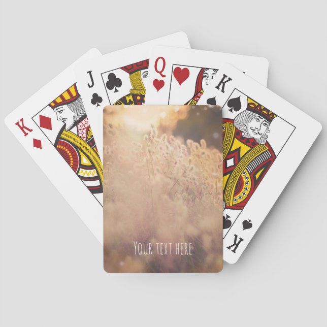 Baraja De Cartas Campo de flores Rústico País atardecer (Reverso)