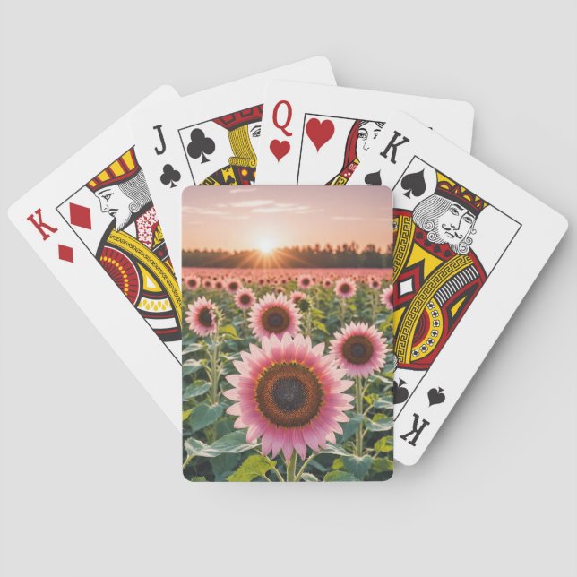 Baraja De Cartas Campo de girasol rosa (Reverso)