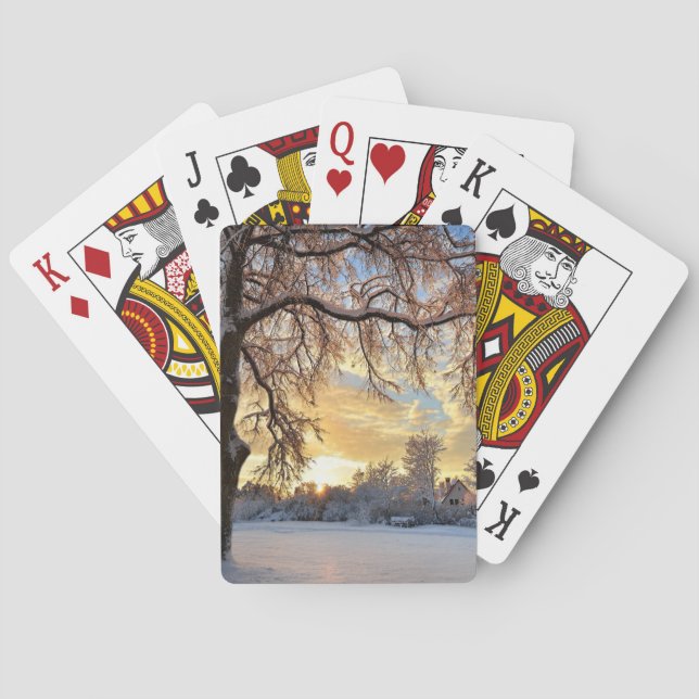 Baraja De Cartas Campo De Invierno En Letonia (Reverso)