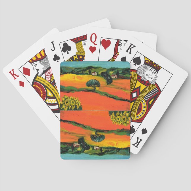 BARAJA DE CARTAS CAMPOS DE NARANJA DE PAISAJE DE TOSCANA,RETORNILLO (Reverso)