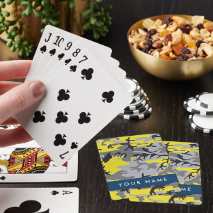 Baraja De Cartas Camuflaje amarillo y gris Tu nombre personaliza
