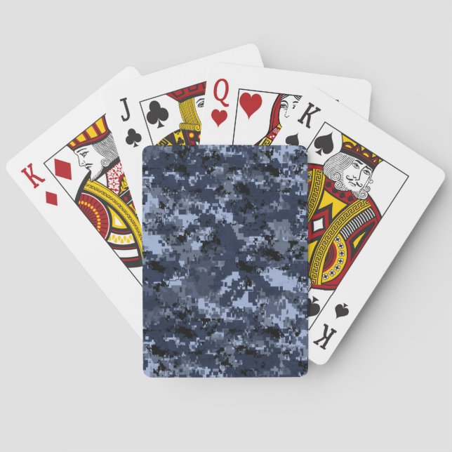 Baraja De Cartas Camuflaje Azul Militar de Estados Unidos (Reverso)