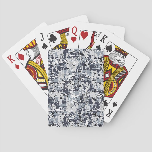 Baraja De Cartas Camuflaje digital plateado estilo urbano (Reverso)