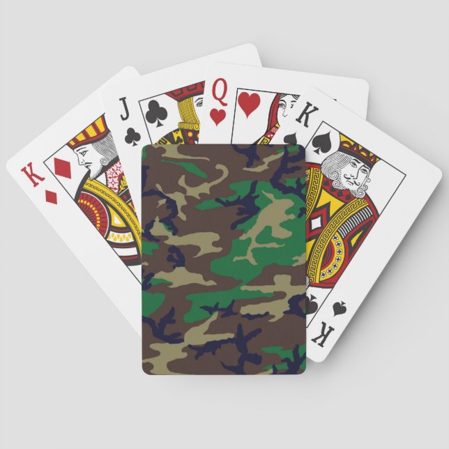 Baraja De Cartas Camuflaje militar de Woodland en Estados Unidos (Reverso)