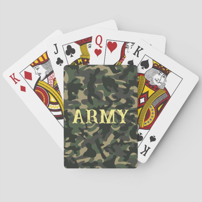 Baraja De Cartas Camuflaje militar verde (Reverso)