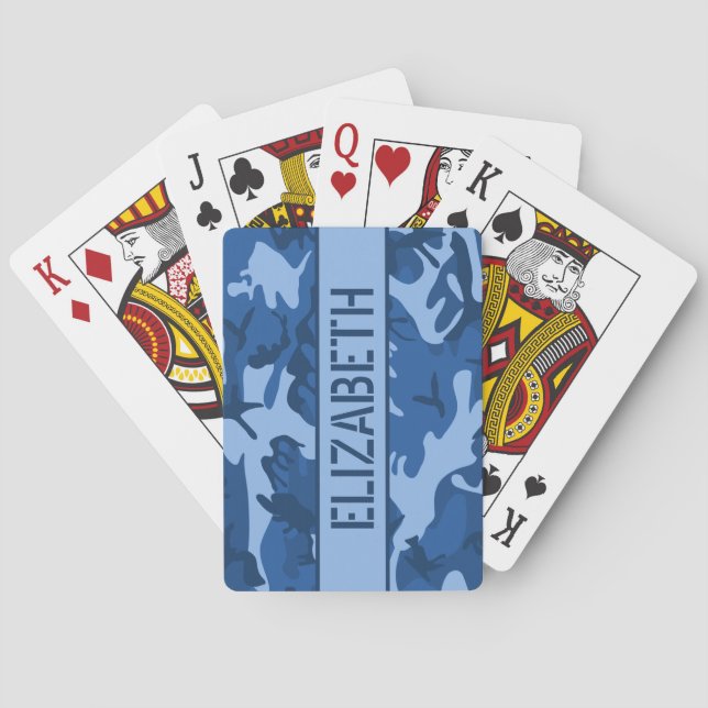 Baraja De Cartas Camuflaje Personalizado Azul (Reverso)