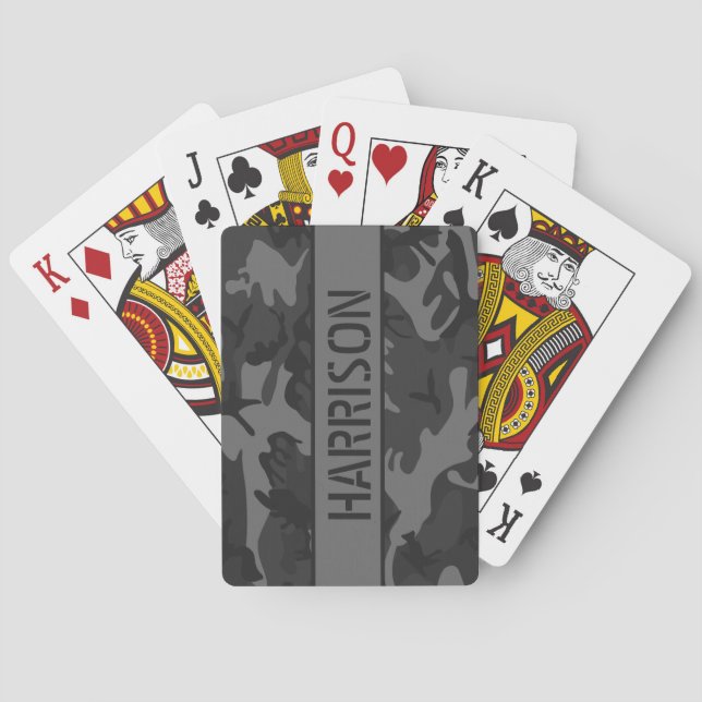 Baraja De Cartas Camuflaje Personalizado Gris Carbón (Reverso)