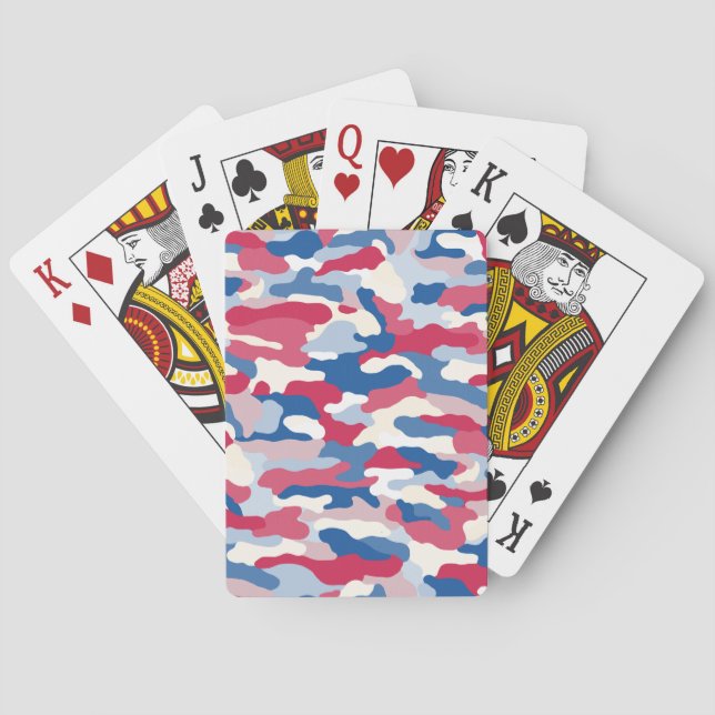 Baraja De Cartas Camuflaje rojo blanco y azul (Reverso)