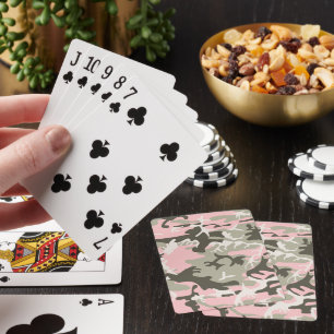 Baraja De Cartas Camuflaje rosa y verde, militar, militar
