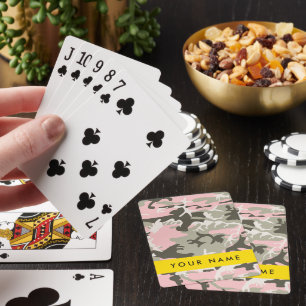 Baraja De Cartas Camuflaje rosa y verde Tu nombre Personaliza