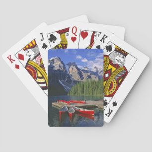 Baraja De Cartas Canadá, Alberta, Moraine Lake. Cañoes rojos espera