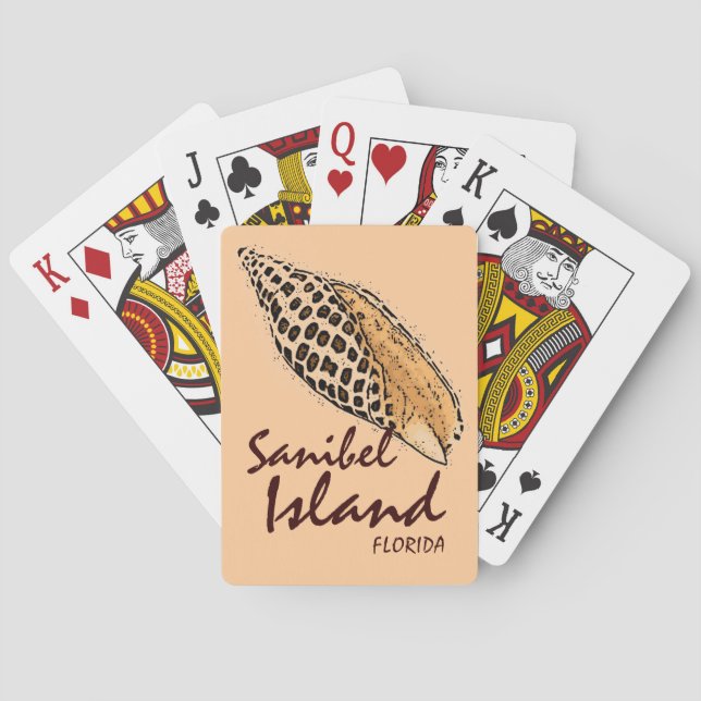 Baraja De Cartas Canales de juego de la concha de la isla de Sanibe (Reverso)