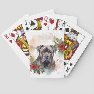 Baraja De Cartas Cane Corso Corona de Navidad Perro Festivo