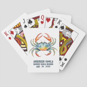 Baraja De Cartas Cangrejo acuarela verano playa reunión familiar
