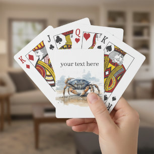 Baraja De Cartas cangrejo azul y naranja caminando por la playa