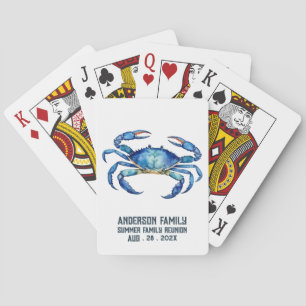 Baraja De Cartas Cangrejo de acuarela azul Reunión familiar de vera