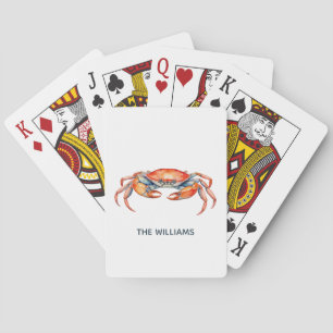 Baraja De Cartas Cangrejo de acuarela personalizado verano playa   