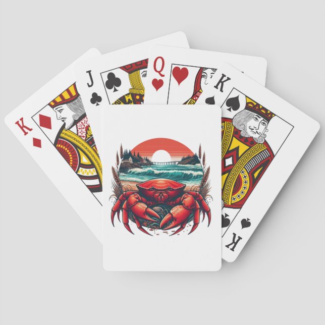 Baraja De Cartas cangrejo de Maine costero/náutico (Reverso)