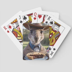 Baraja De Cartas Canguro australiano sosteniendo una empanada de ca