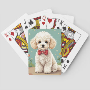 Baraja De Cartas Caniche adorable blanco con corbatín
