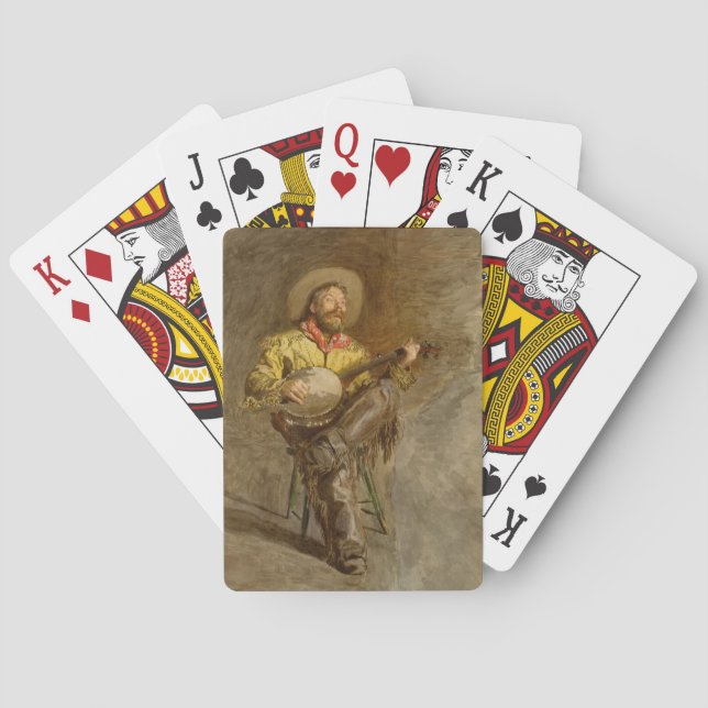 Baraja De Cartas Cantando Cowboy Español con Banjo Jugando Canción  (Reverso)