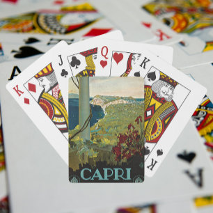 Baraja De Cartas Capri, Italia, Poster de Viajes Vintage Art Italia
