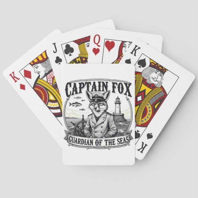 Baraja De Cartas Captain Fox Guardian of Seas Nautical Design (Reverso)