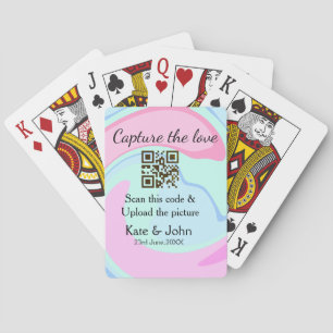 Baraja De Cartas Capturar el amor añadir QR scan mármol azul rosa